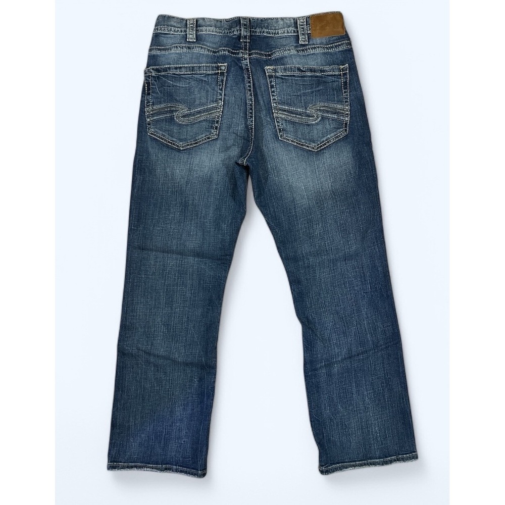 Silver Jeans Craig‎ Mens 34x31 Straight Leg Denim Medium Wash Distressed